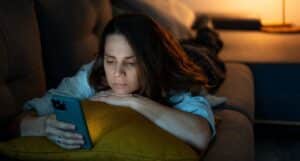 Woman who has a problem called doomscrolling
